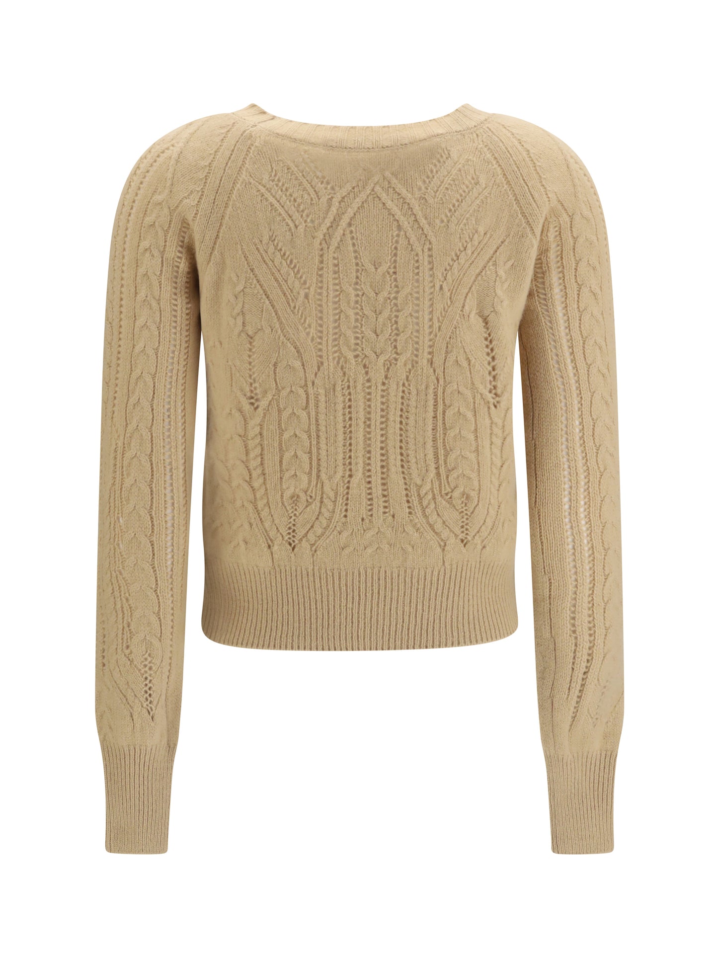 Ermanno Scervino Women Long Sleeve Cable Knit And Openwork Cashmere Sweater ERMANO SCERVINO
