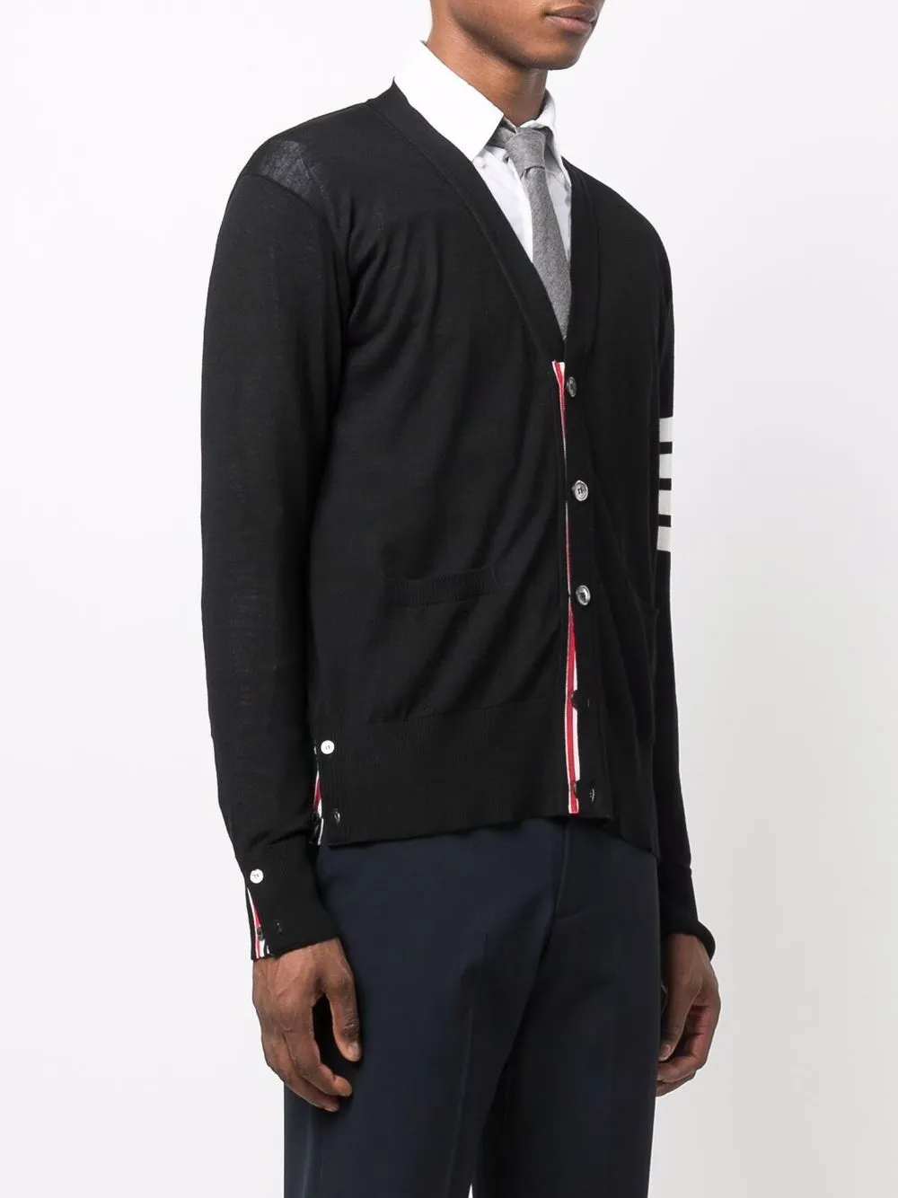 Thom Browne Men Cardigan With 4 Stripe Detail THOM BROWNE