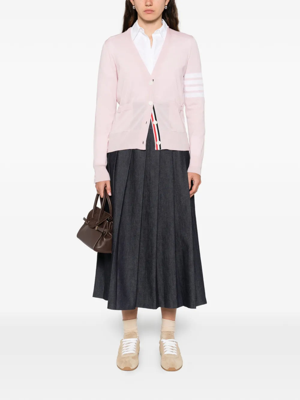 Thom Browne Women Striped Sweater With Pockets THOM BROWNE