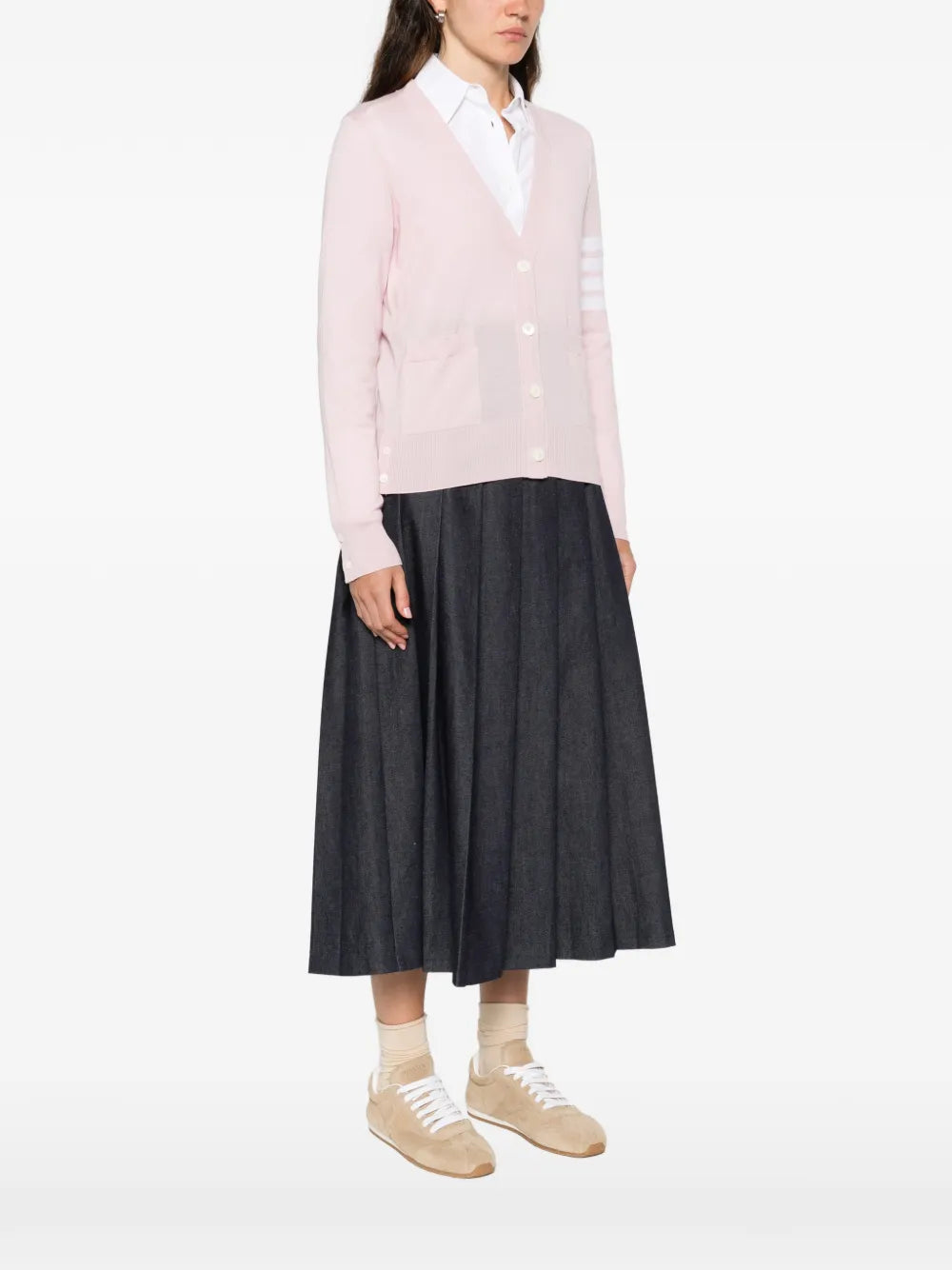 Thom Browne Women Striped Sweater With Pockets THOM BROWNE