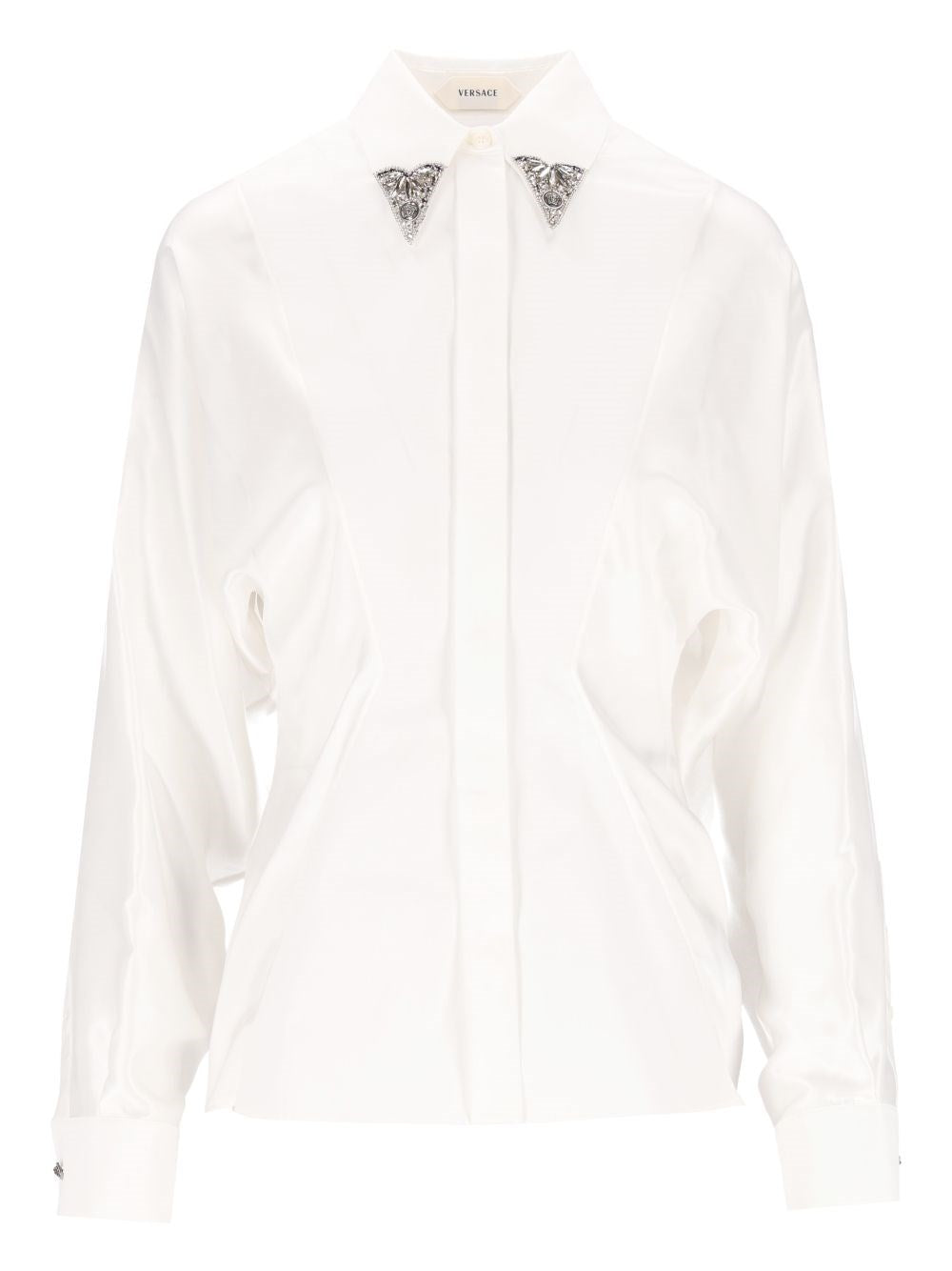 Versace Women Cotton Poplin Shirt With Embroidered Collar VERSACE