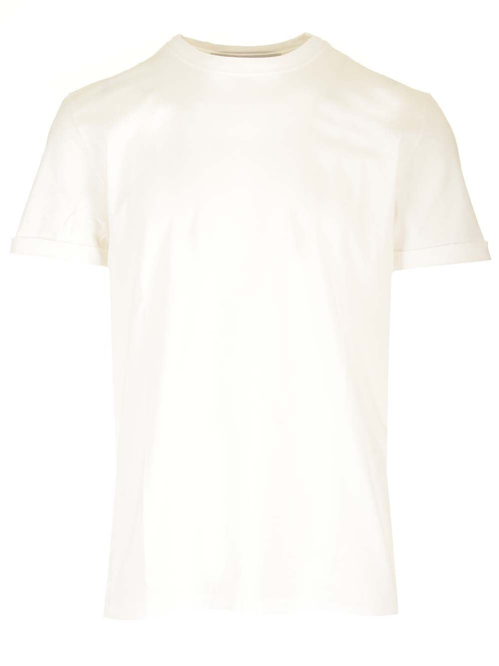 Golden Goose Men White T-Shirt With Postage Stamp GOLDEN GOOSE