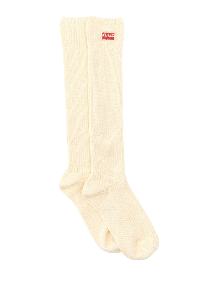 Kenzo Women High Socks With Logo Patch