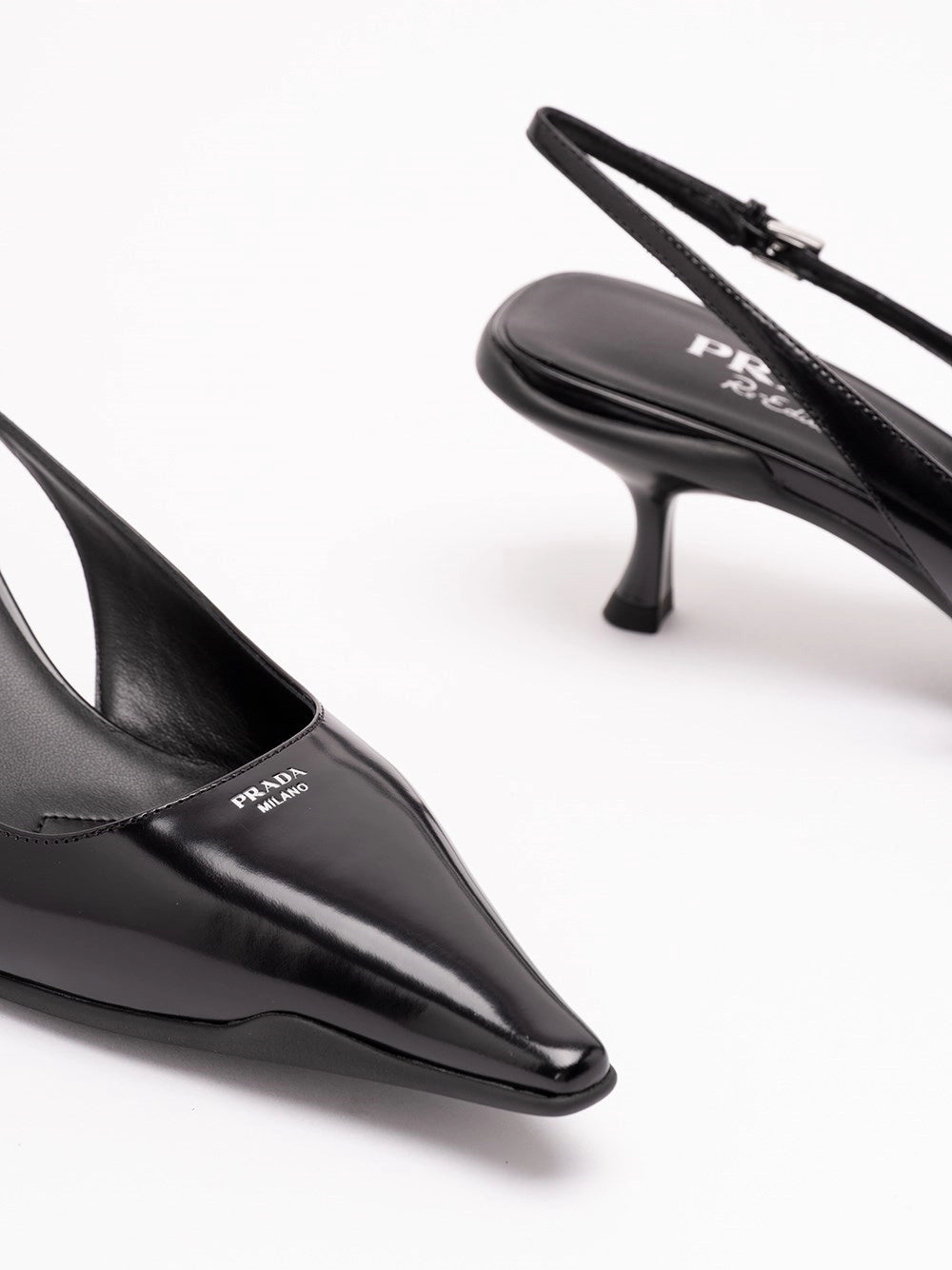 Prada Women Brushed Leather Slingback Pumps PRADA