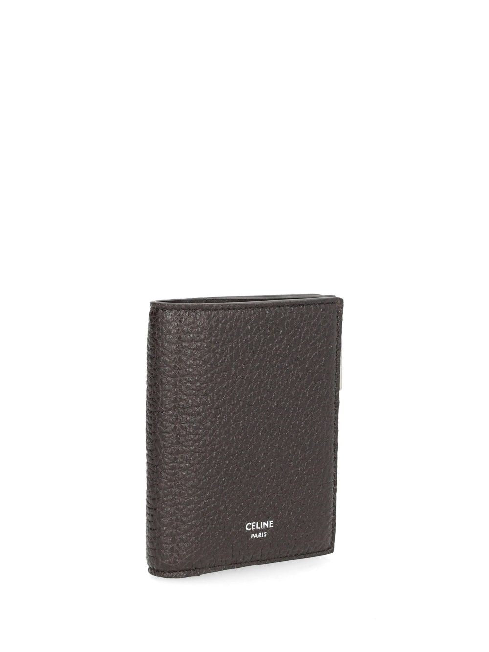 Celine Men Compact Wallet In Grained Calfskin CELINE
