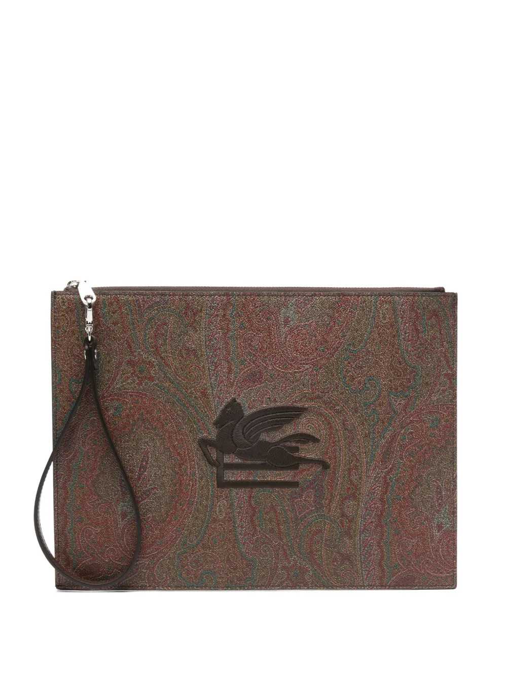 Etro Men Clutch Bag With Embroidered Logo And Paisley Print ETRO