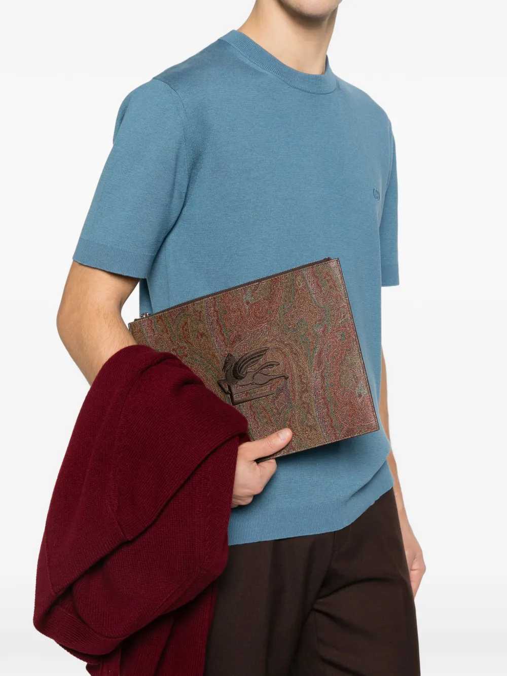Etro Men Clutch Bag With Embroidered Logo And Paisley Print ETRO