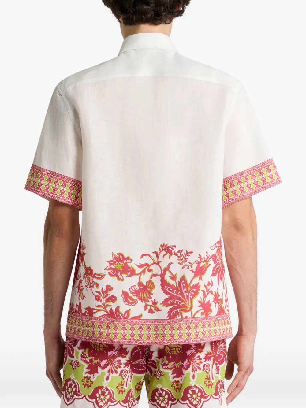 Etro Men Geometric Floral Linen Shirt ETRO