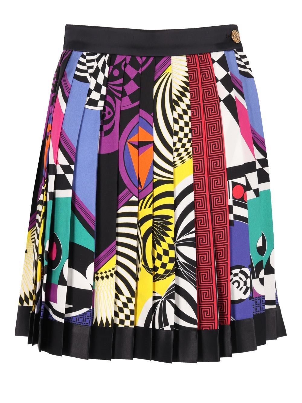 Versace Women Printed Silk Twill Pleated Miniskirt VERSACE