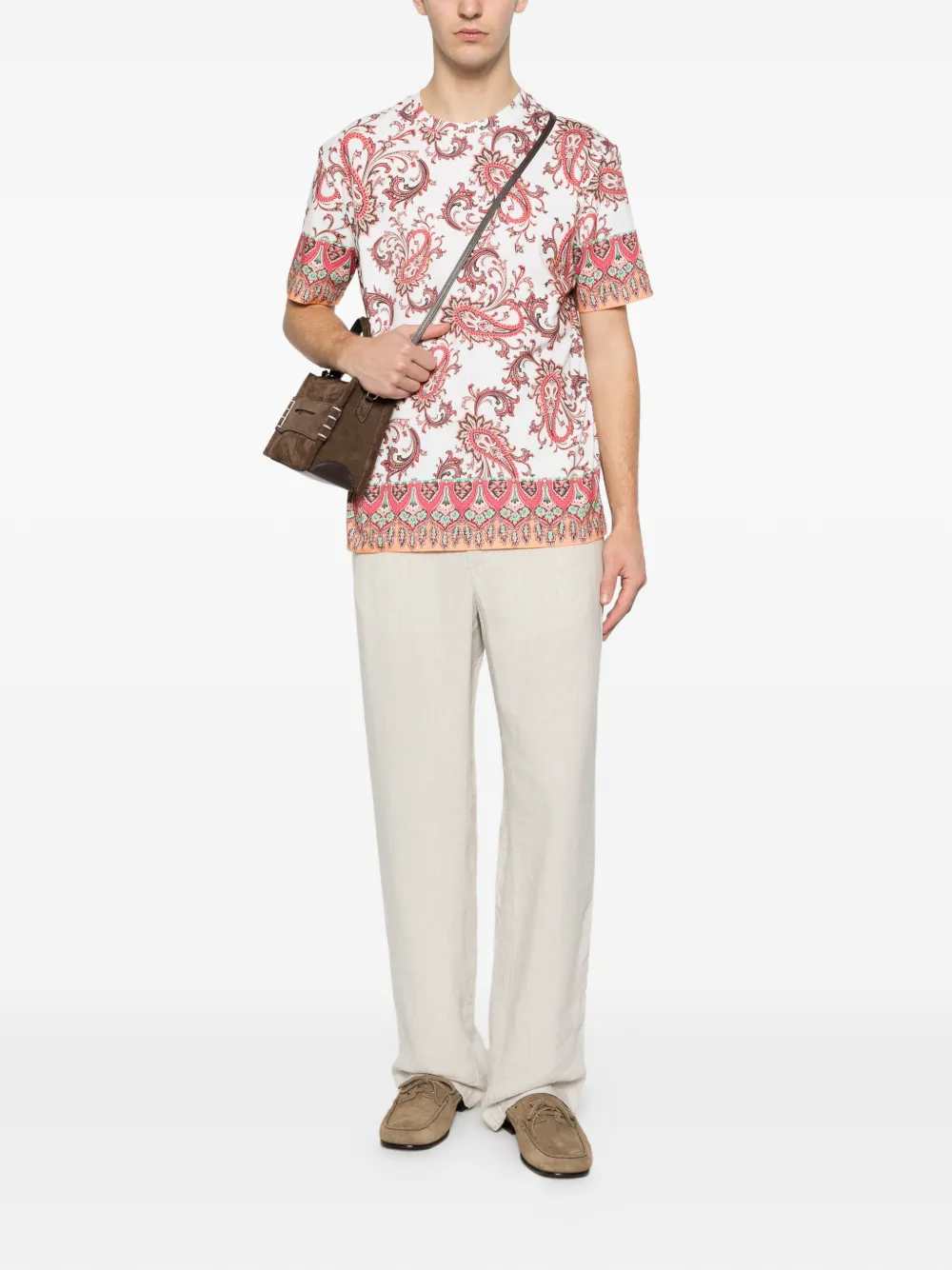 Etro Men T-Shirt With Paisley Trim ETRO