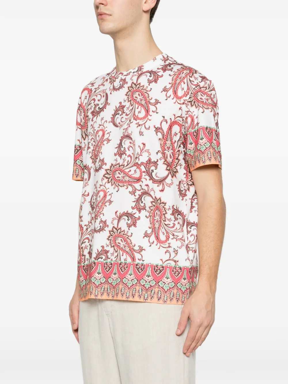 Etro Men T-Shirt With Paisley Trim ETRO