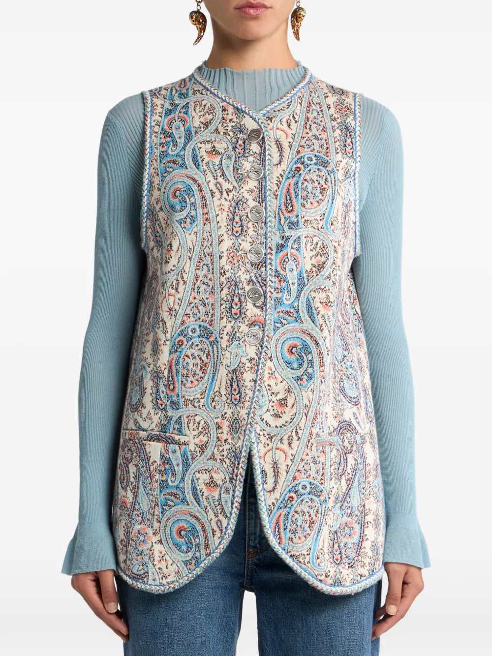 Etro Women Jacquard Vest With Floral Paisley Pattern ETRO
