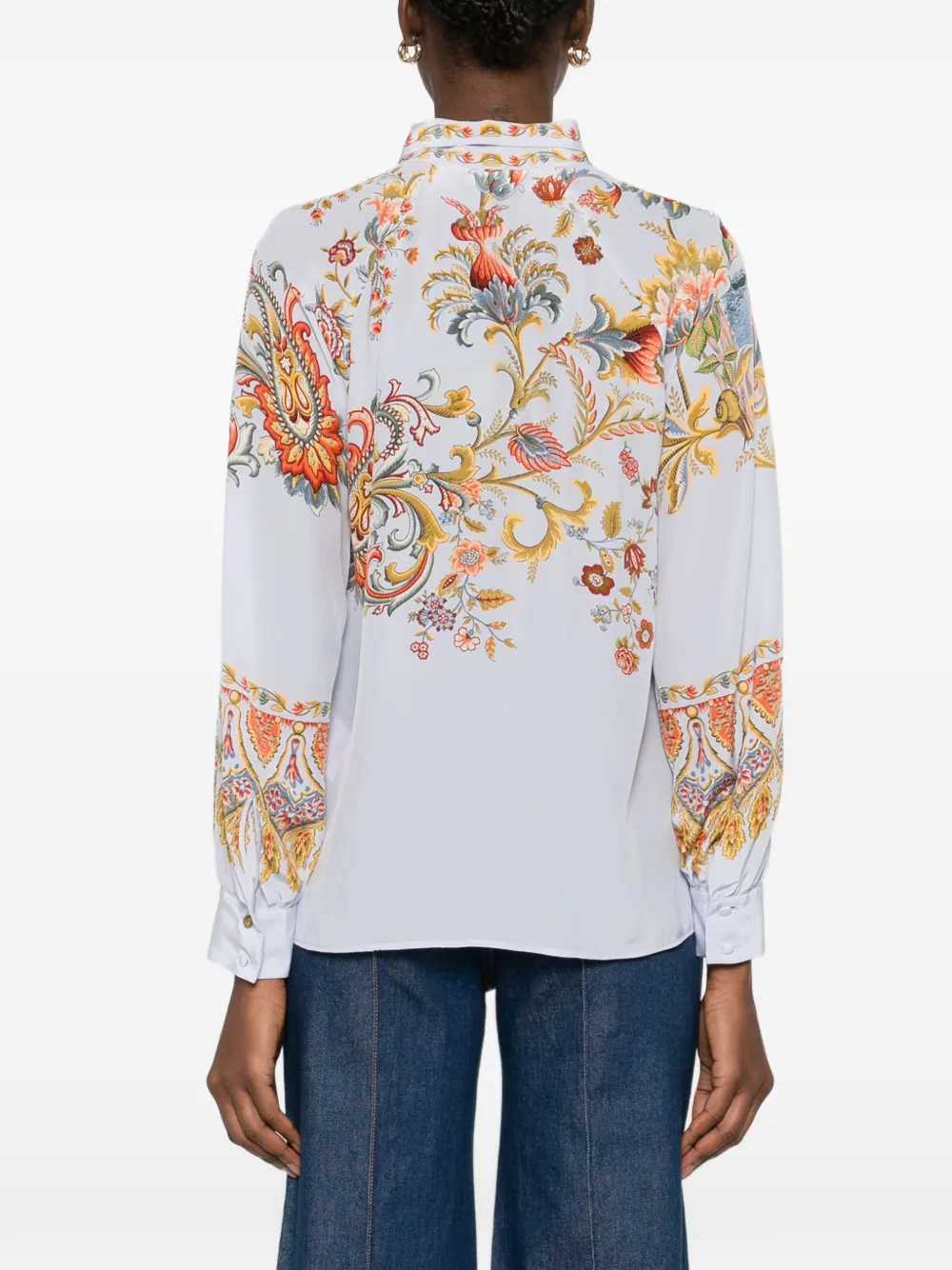 Etro Women Bird Print Blouse With Tie Collar ETRO