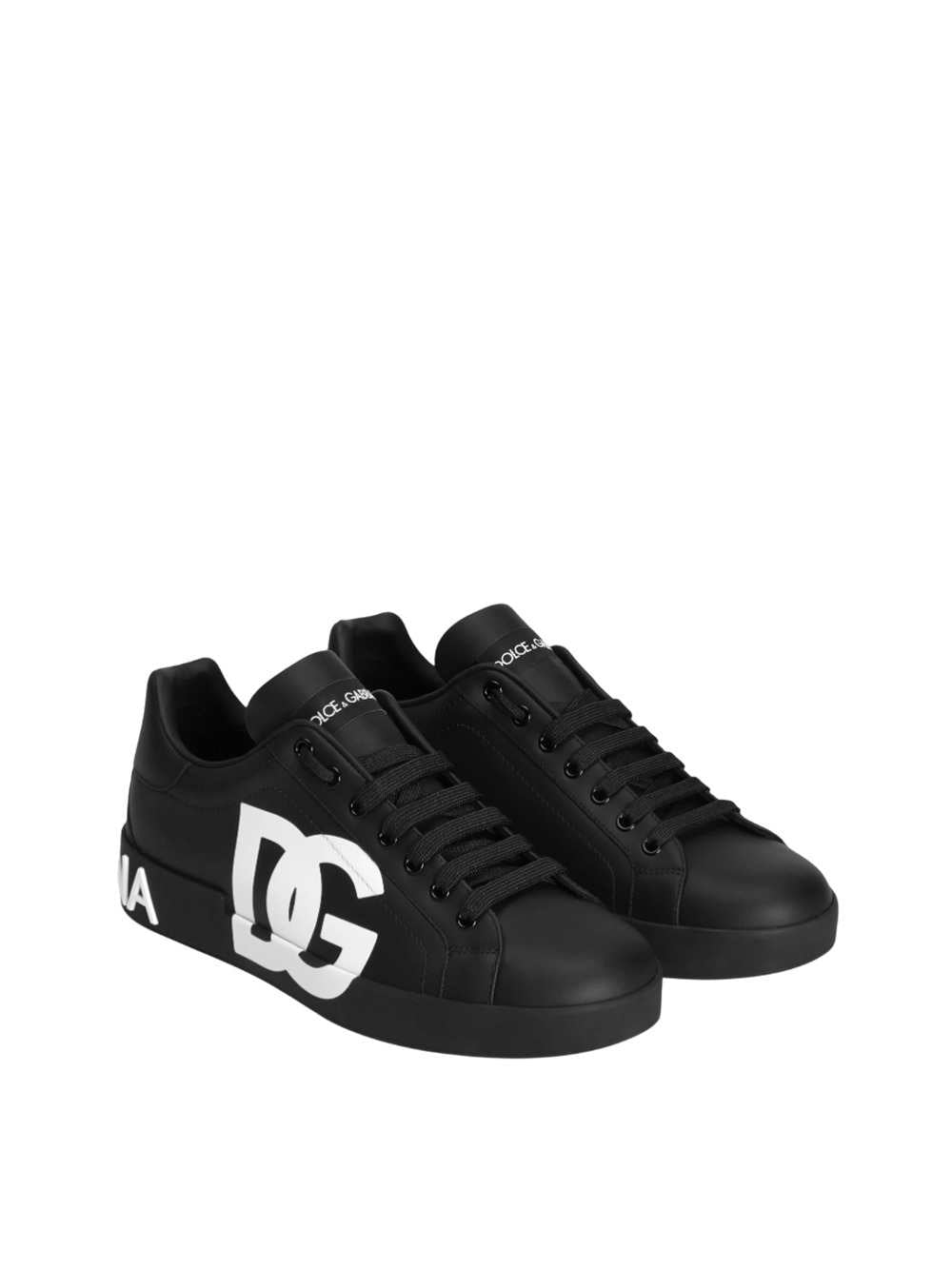 Dolce & Gabbana Men Portofino Sneaker In Nappa Calfskin With Printed Dg Logo DOLCE & GABBANA
