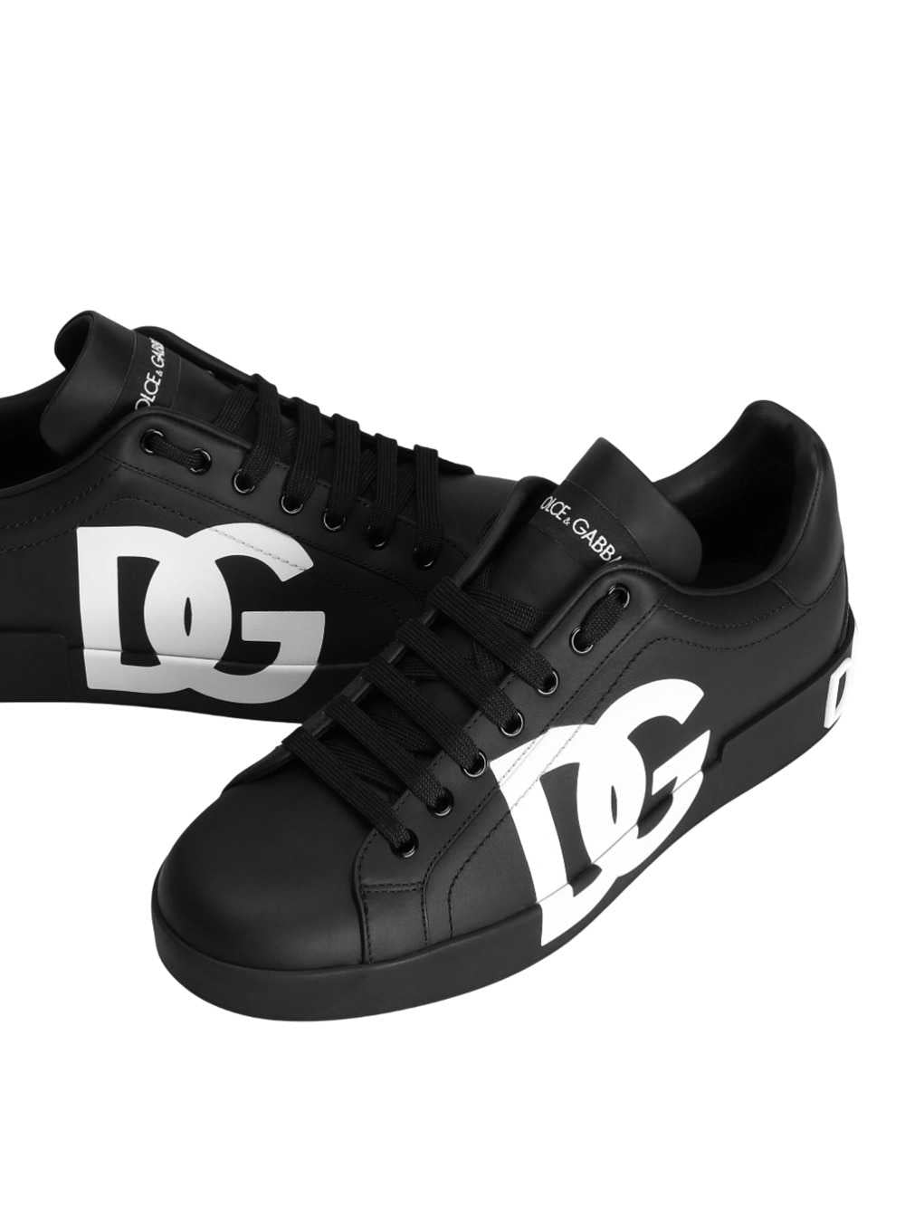 Dolce & Gabbana Men Portofino Sneaker In Nappa Calfskin With Printed Dg Logo DOLCE & GABBANA