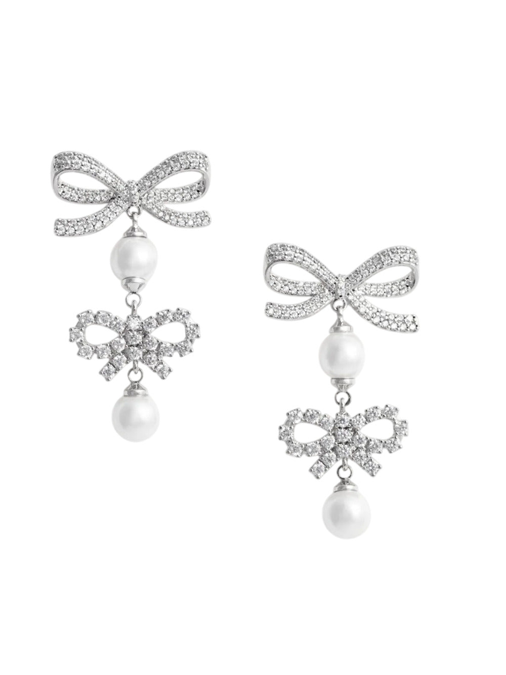 Self-Portrait Women Double Bow Pearl Earrings SELF-PORTRAIT