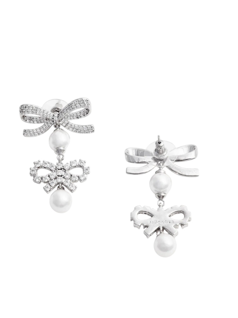 Self-Portrait Women Double Bow Pearl Earrings SELF-PORTRAIT