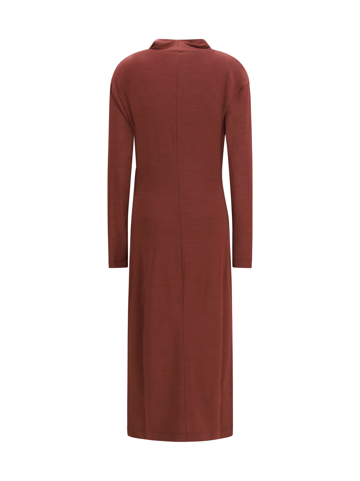 Brunello Cucinelli Women Techno Wool Jersey Draped Dress With Monili
