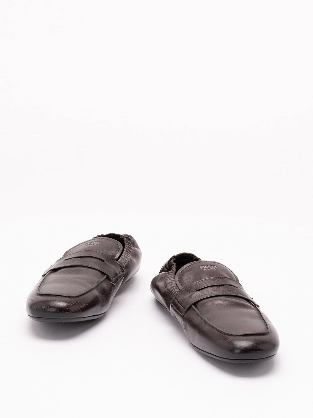 Prada Men Shuffle Antiqued Leather Loafers PRADA