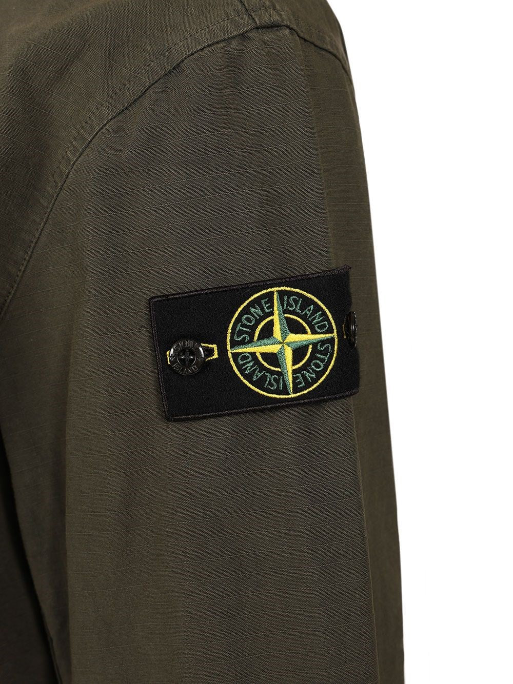 Stone Island Men Organic Cotton Ripstop Hooded Overshirt