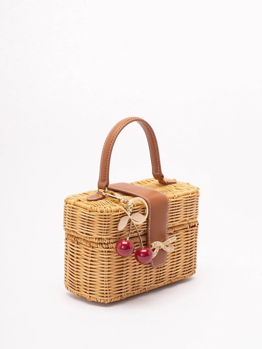 Self-Portrait Women Rattan Cherry Charm Mini Basket Bag