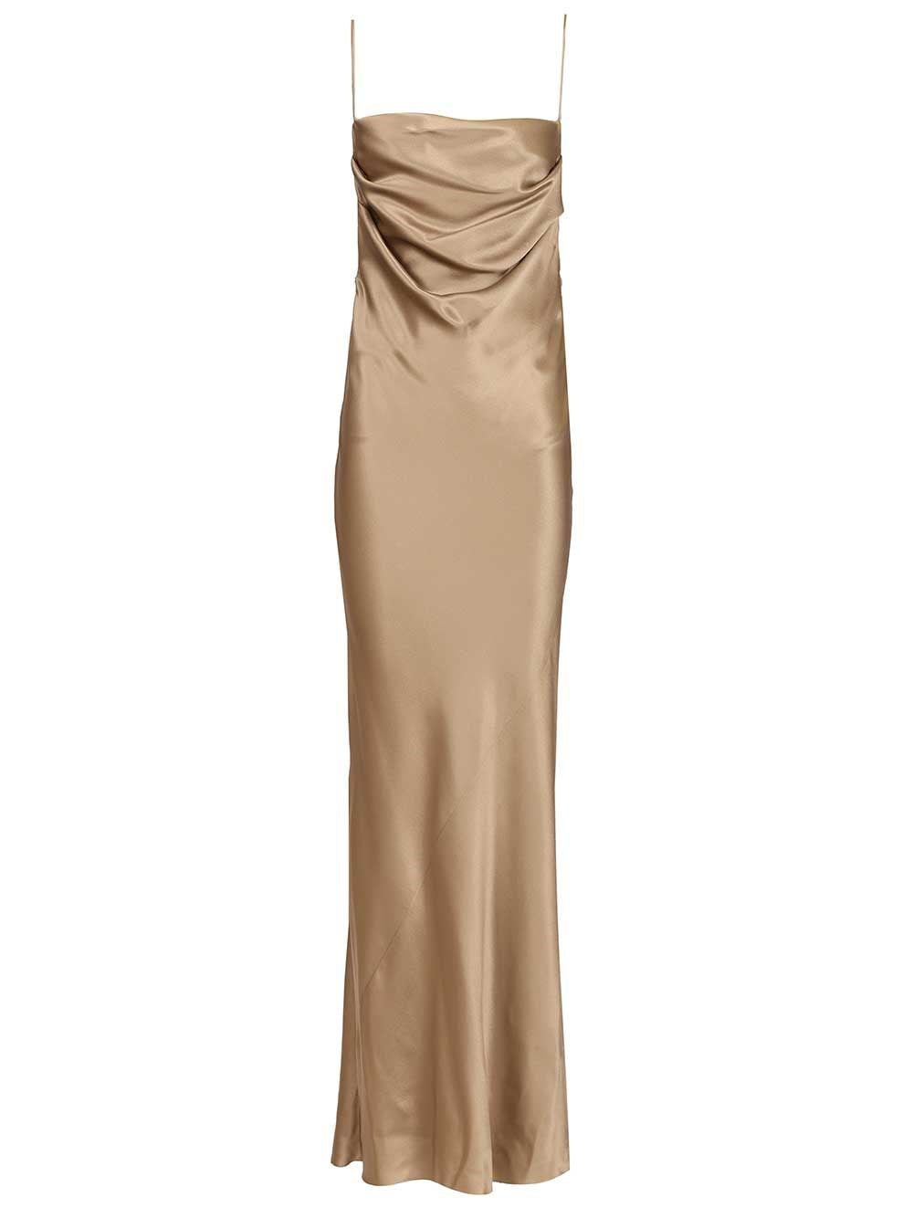 Saint Laurent Women Long Silk Satin Dress SAINT LAURENT