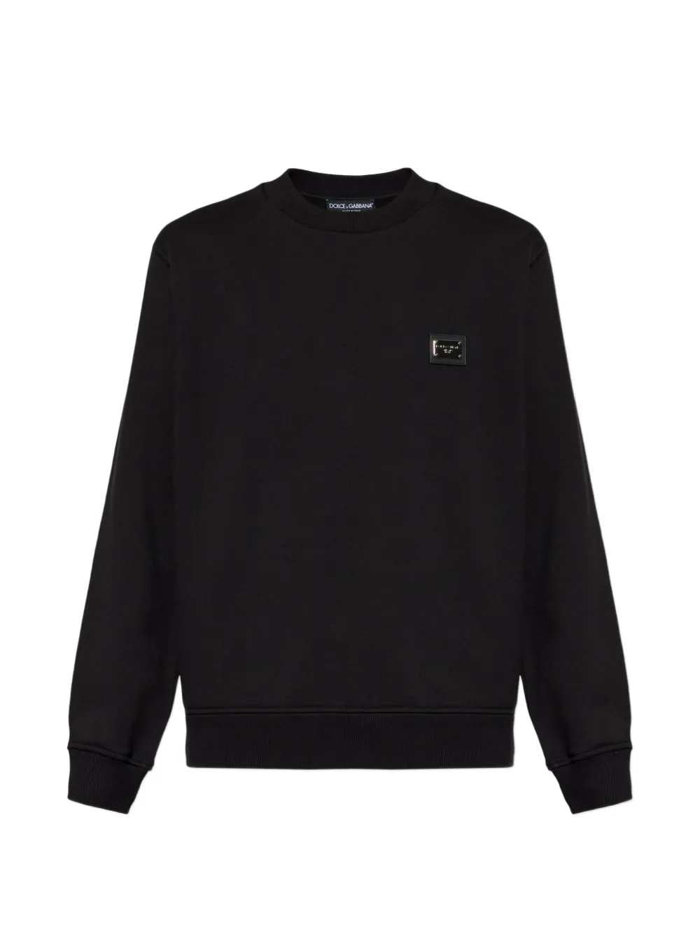 Dolce & Gabbana Men Crewneck Sweatshirt With Logo Plaque