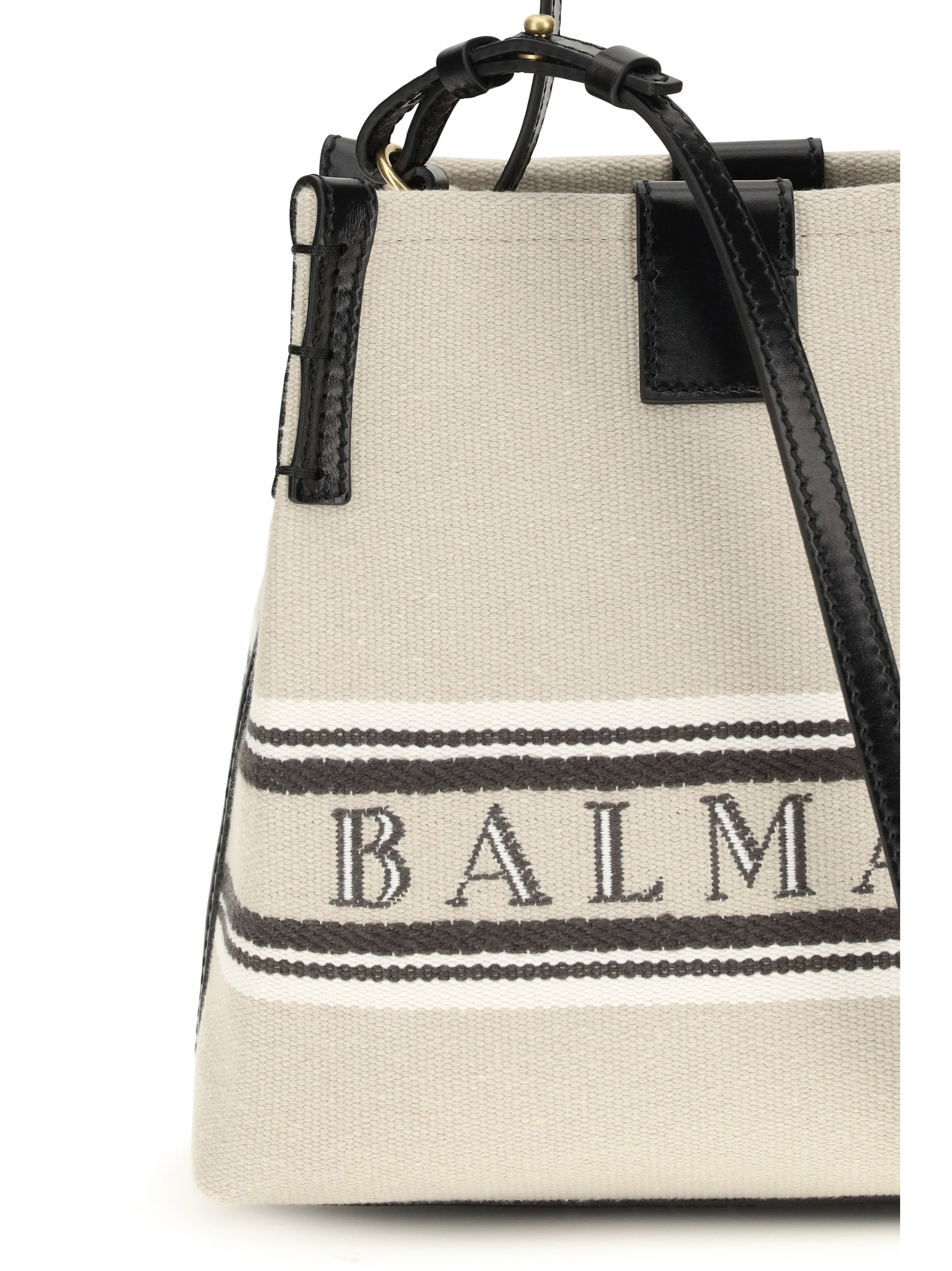 Balmain Women Release Bucket Bag In Canvas And Leather BALMAIN