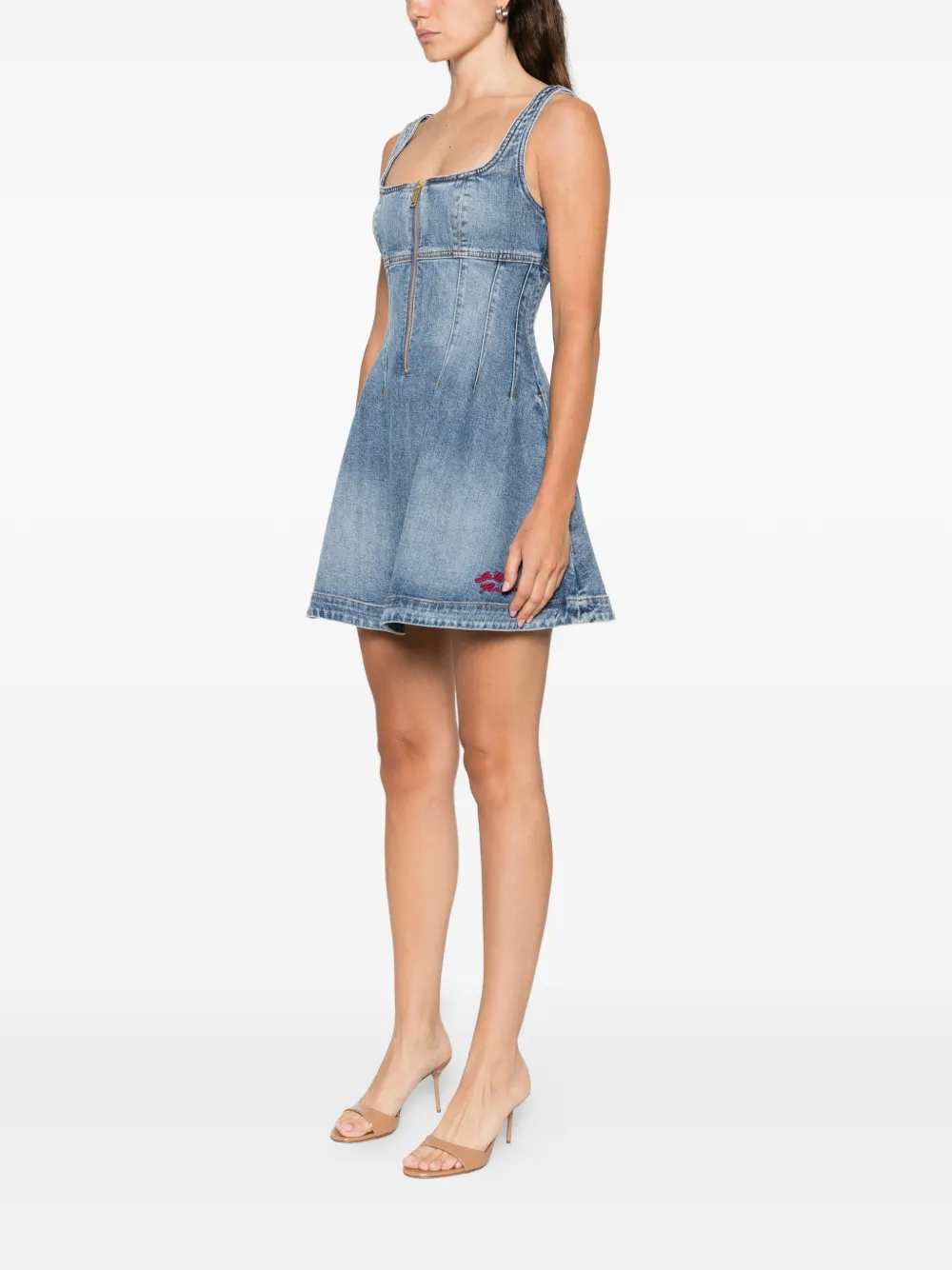 Self-Portrait Women Short Denim Dress With Zip SELF-PORTRAIT