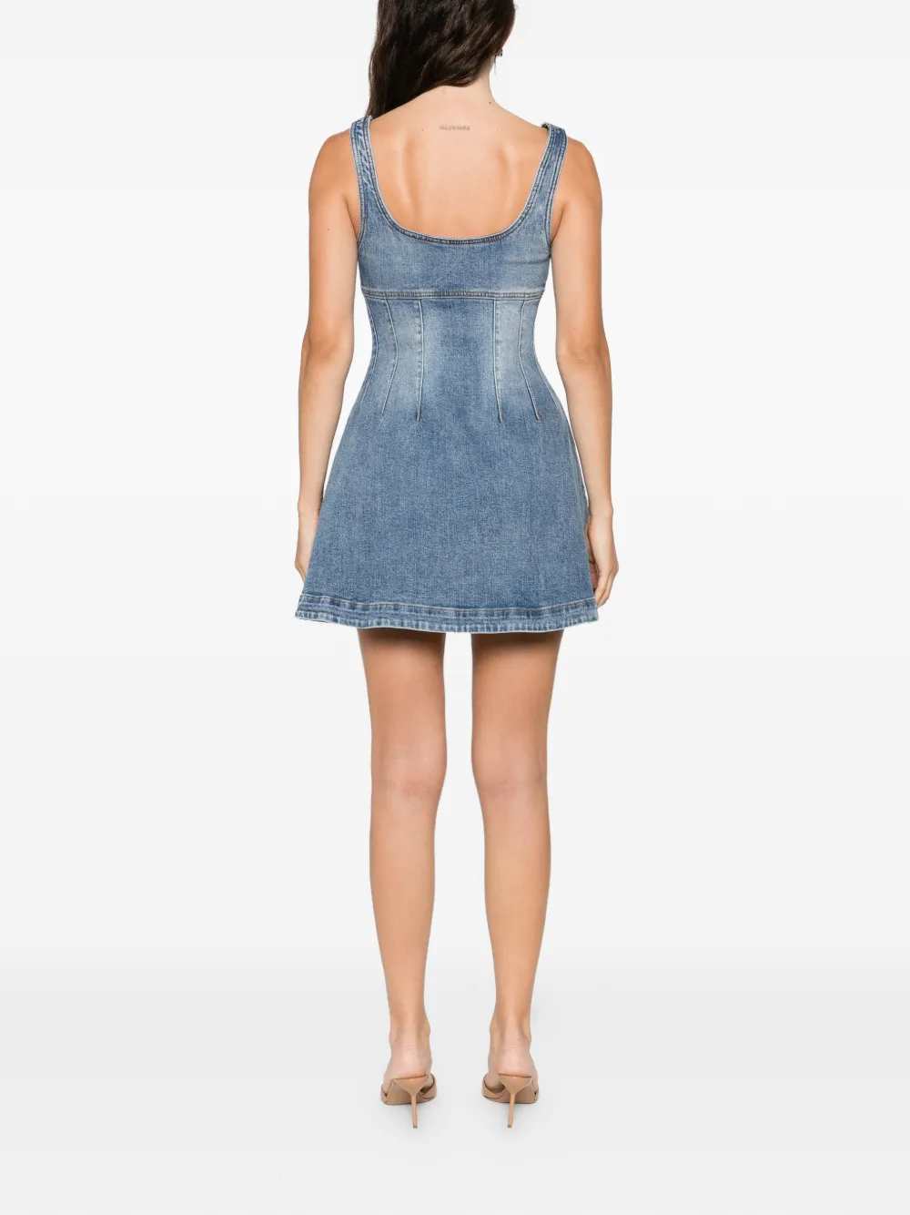 Self-Portrait Women Short Denim Dress With Zip SELF-PORTRAIT
