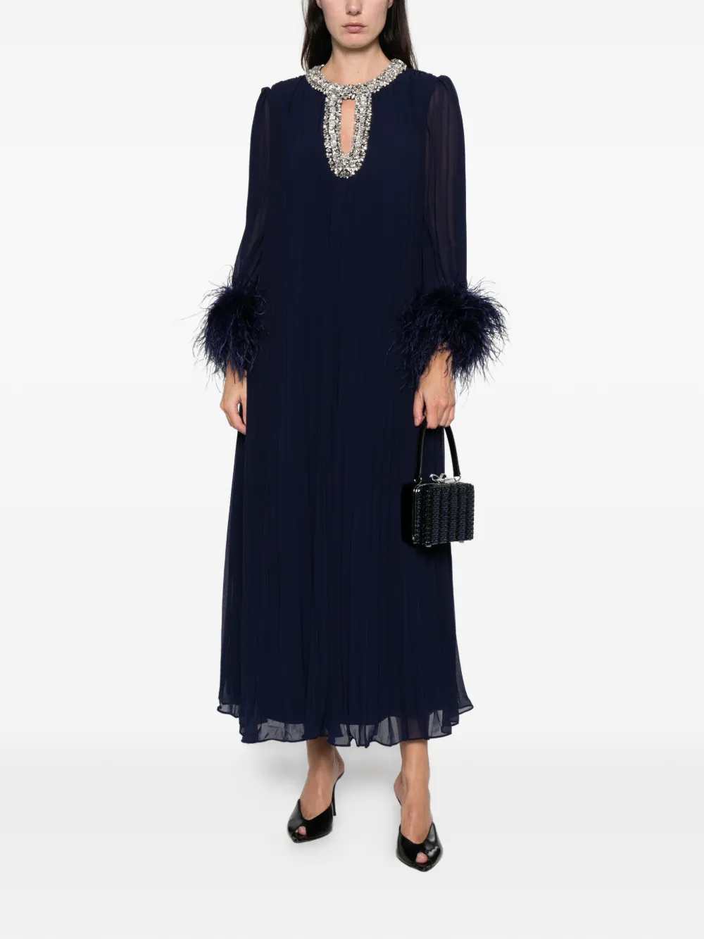 Self-Portrait Women Long Pleated Dress SELF-PORTRAIT