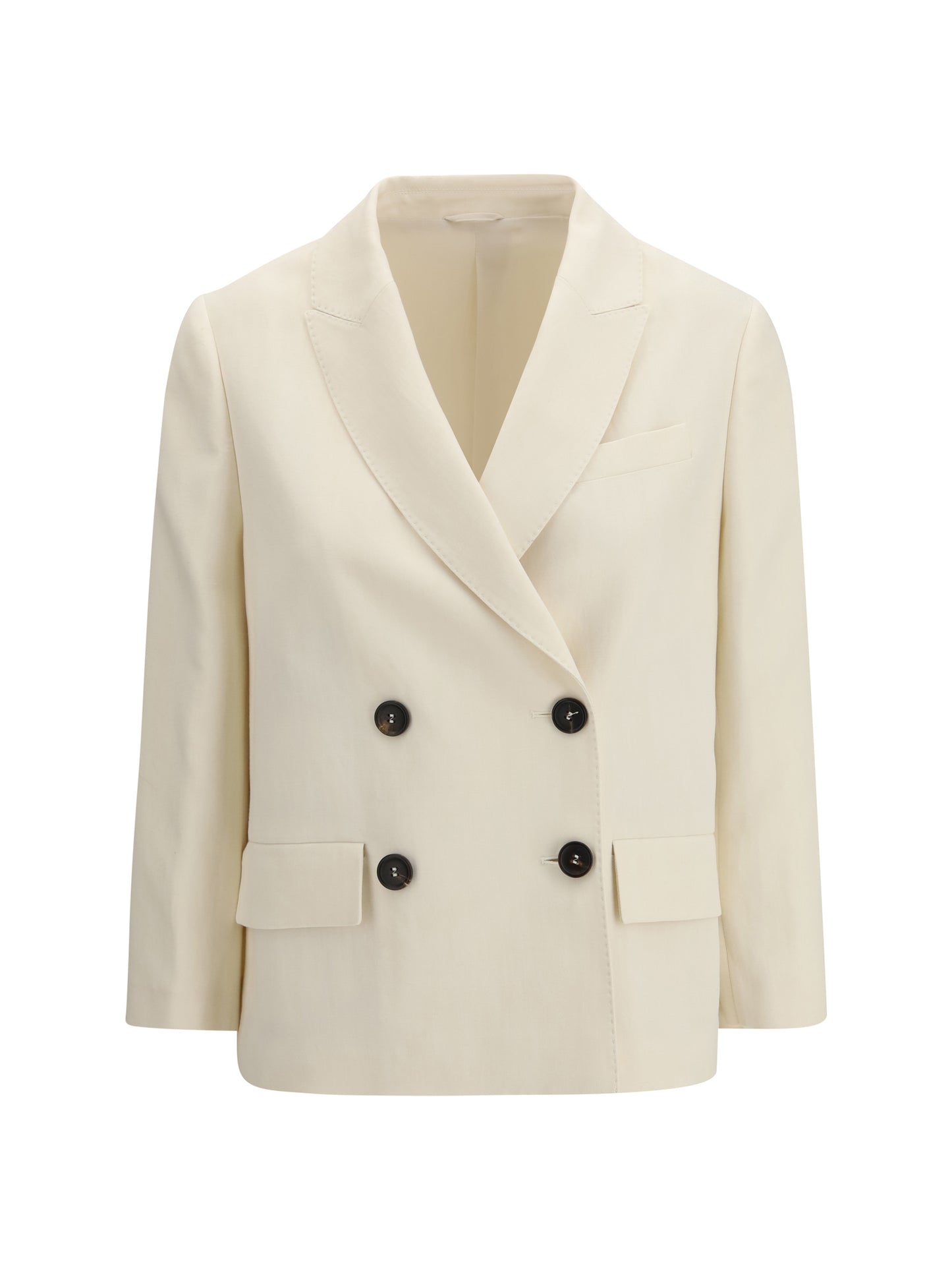 Brunello Cucinelli Women Fluid Twill Jacket In Viscose And Linen With Monile BRUNELLO CUCINELLI