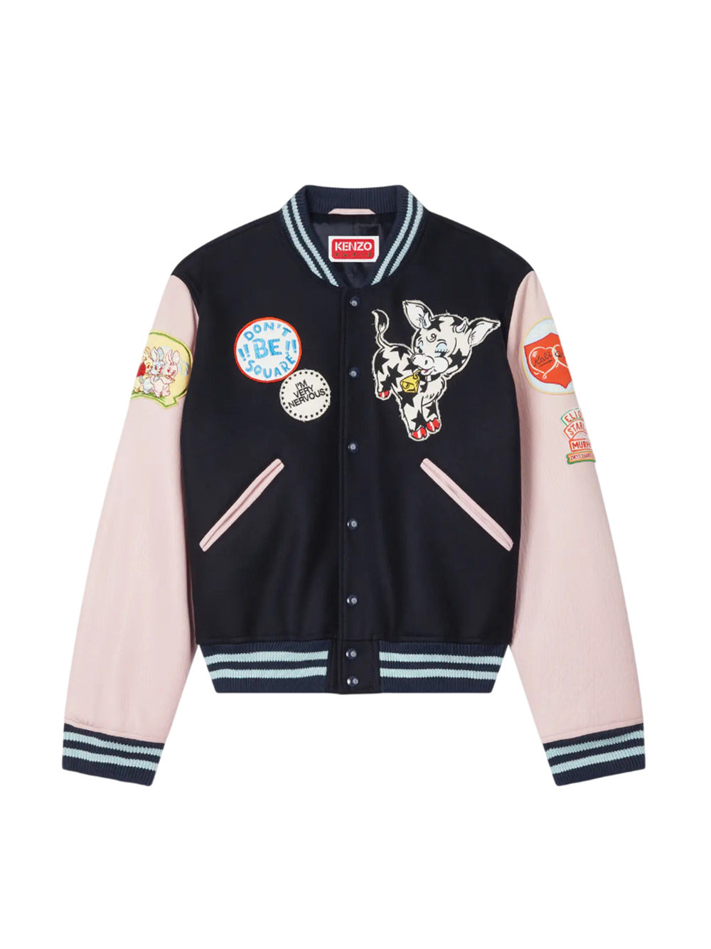 Kenzo Men Embroidered Wool Varsity Jacket With "Kenzo Badges." KENZO