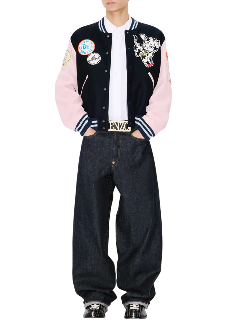 Kenzo Men Embroidered Wool Varsity Jacket With "Kenzo Badges." KENZO
