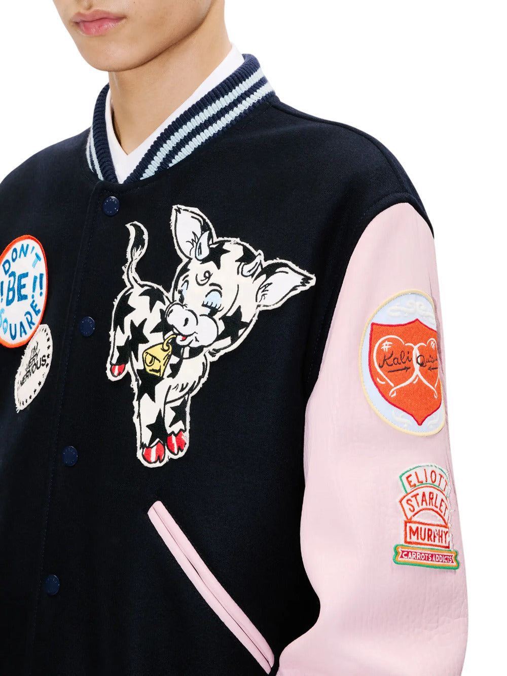 Kenzo Men Embroidered Wool Varsity Jacket With "Kenzo Badges." KENZO