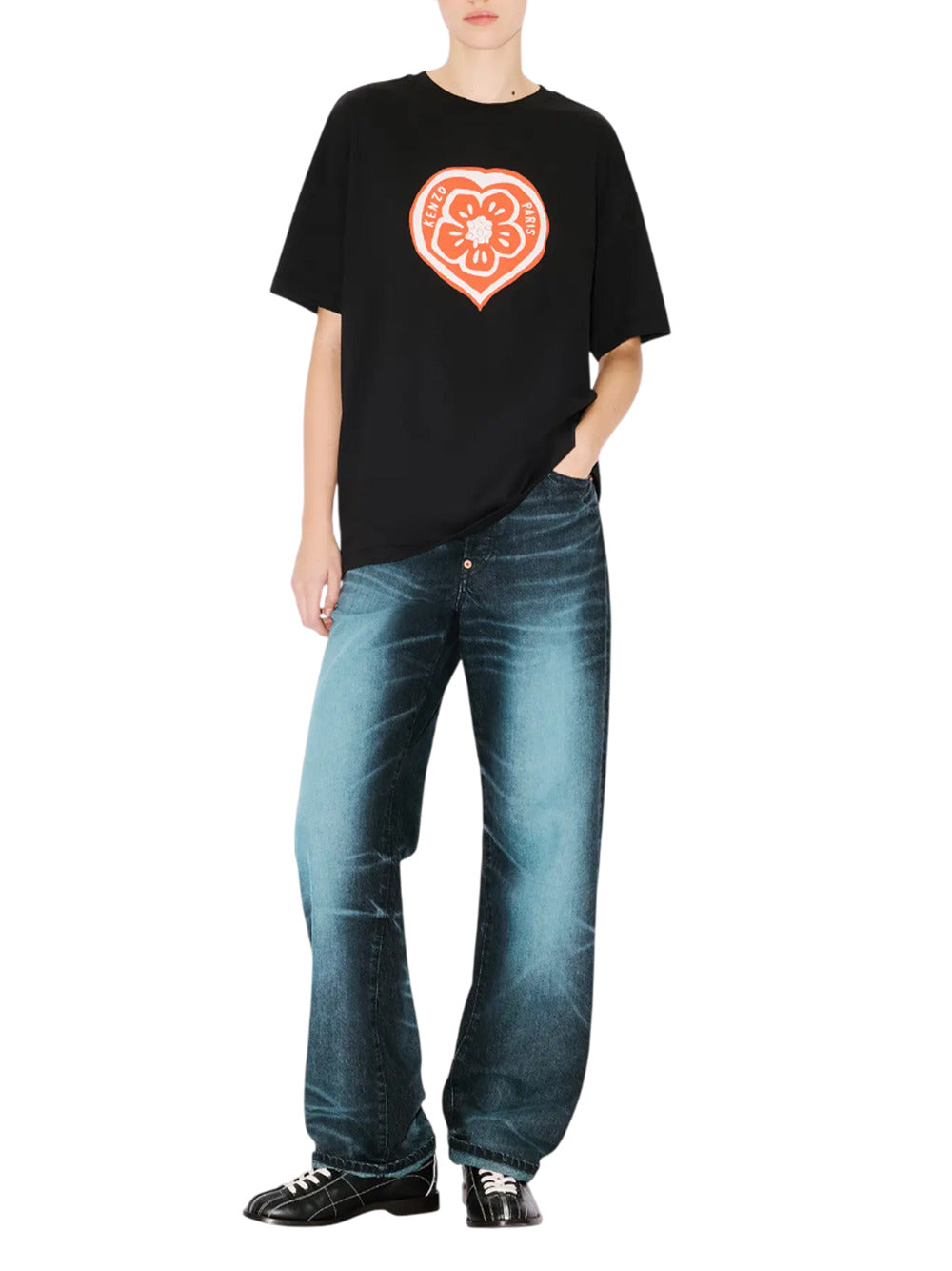 Kenzo Women Loose-Fitting Cotton T-Shirt "Kenzo Boke Heart"