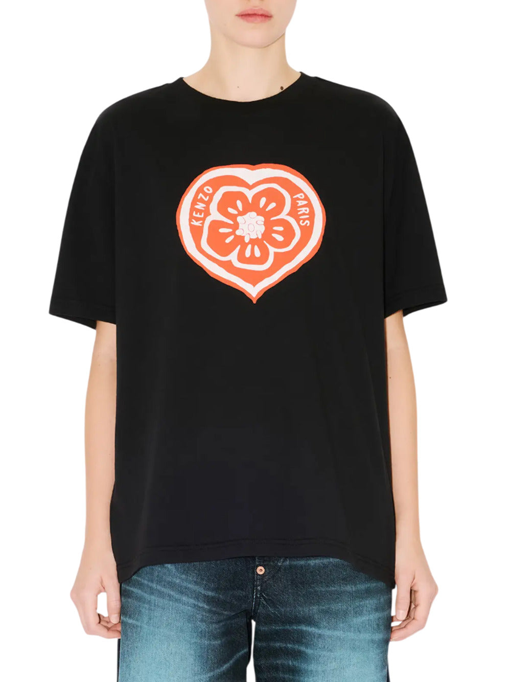 Kenzo Women Loose-Fitting Cotton T-Shirt "Kenzo Boke Heart"