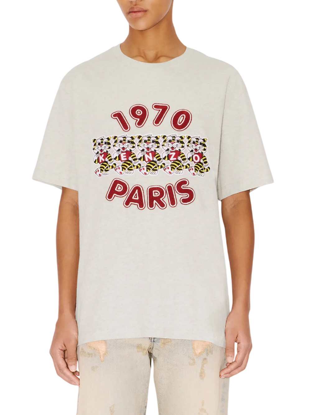 Kenzo Women Loose-Fitting Cotton T-Shirt With "Kenzo Wild Tiger" Embroidery