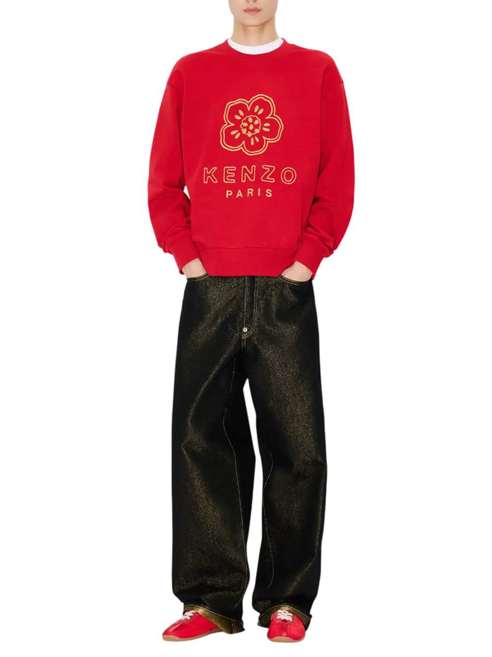 Kenzo Men Embroidered "Boke Flower" Cotton Sweatshirt