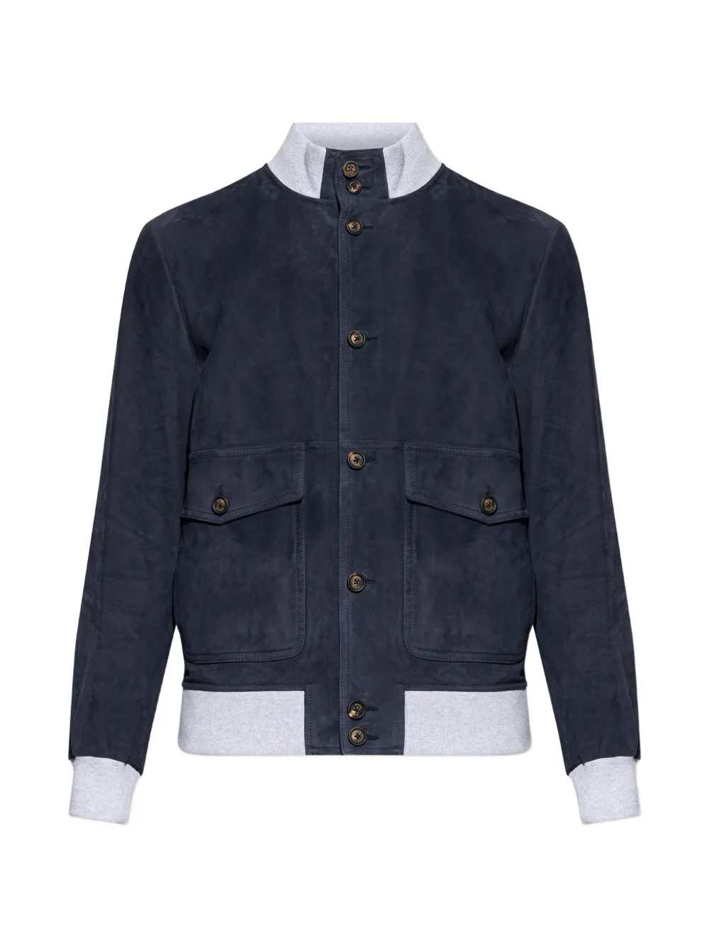 Eleventy Men Leather Jacket With Pocket And Buttons