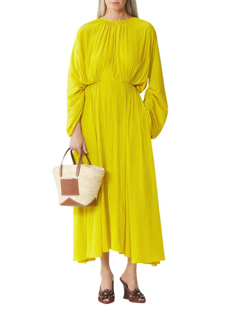 Lanvin Women Crew-Neck Midi Dress With Draped Detail LANVIN