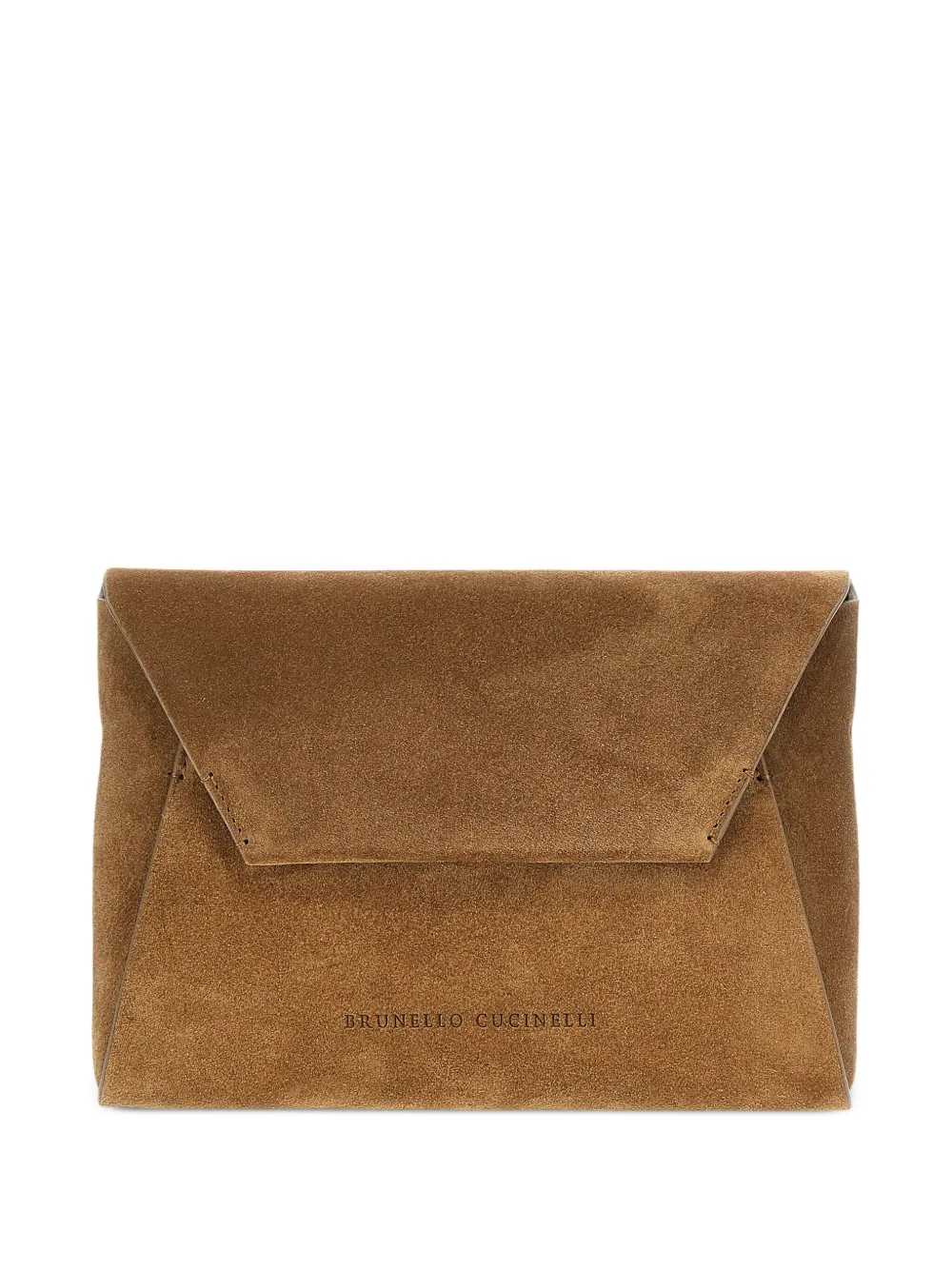 Brunello Cucinelli Women Suede Clutch With Jewel Decoration BRUNELLO CUCINELLI