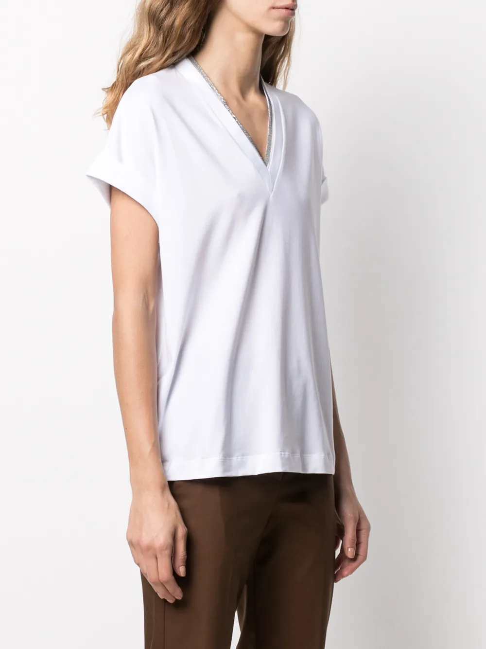 Brunello Cucinelli Women V-Neck T-Shirt BRUNELLO CUCINELLI