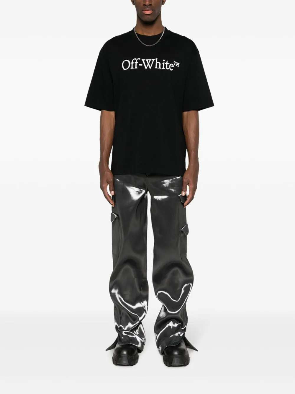 Off White Men Big Bookish Skate Cotton T-Shirt OFF-WHITE