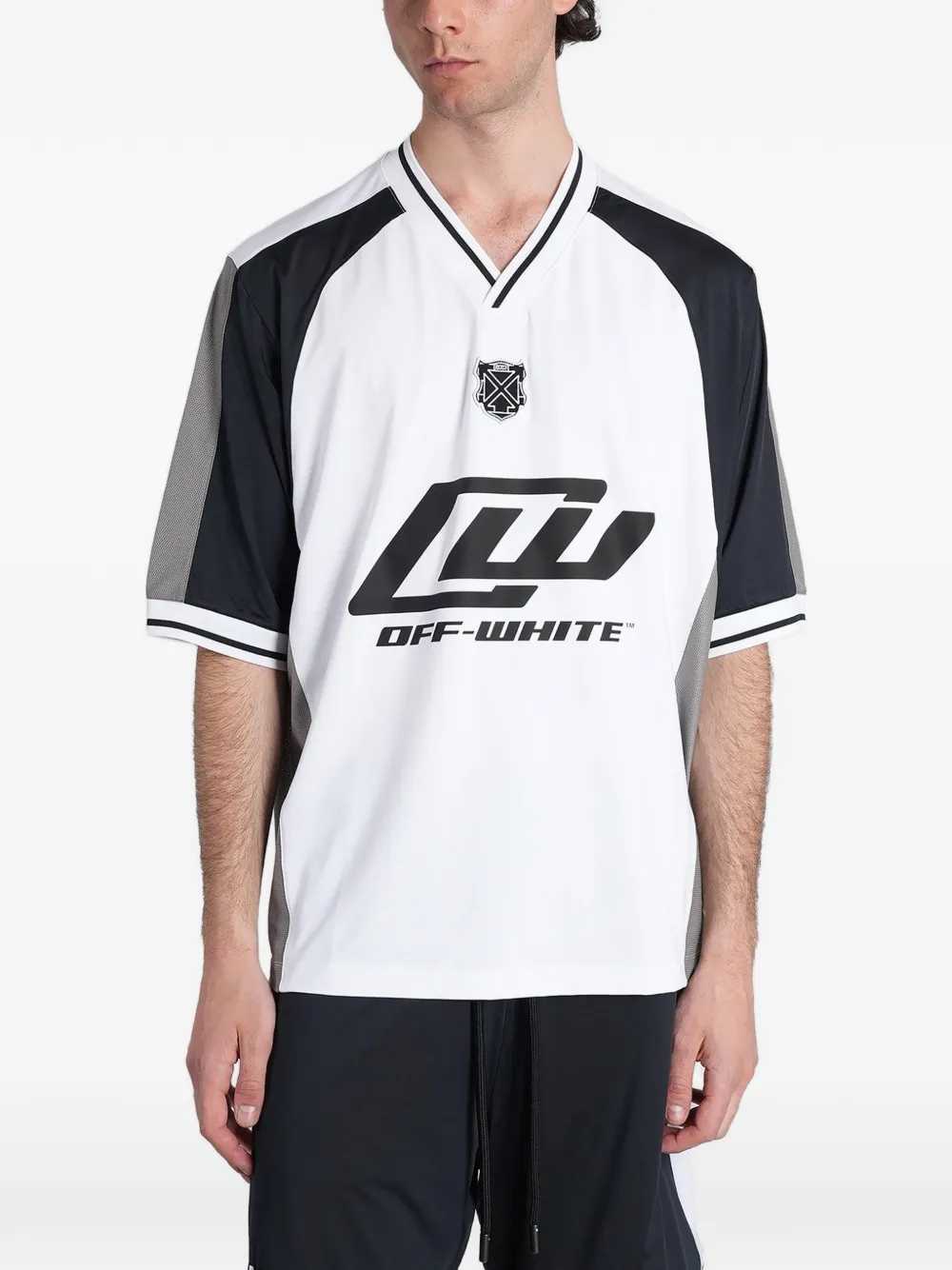Off White Men V-Neck T-Shirt With Logo Print OFF-WHITE