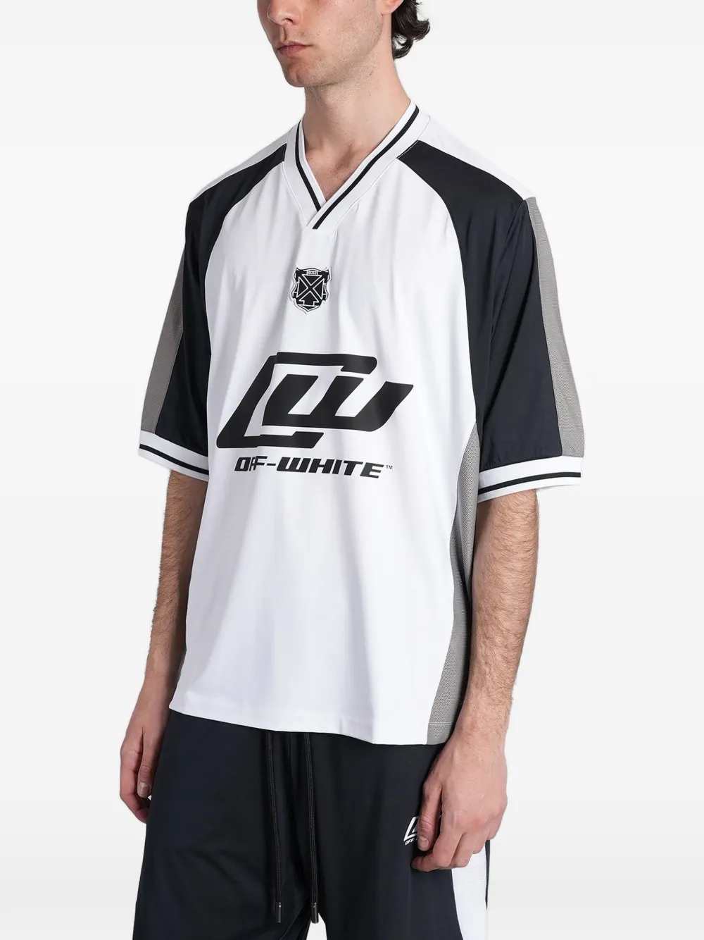 Off White Men V-Neck T-Shirt With Logo Print OFF-WHITE