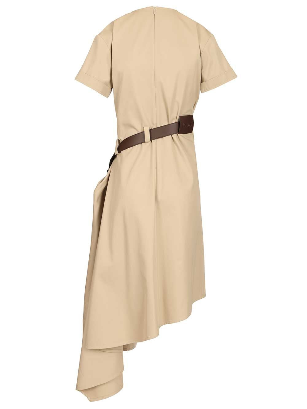 Loewe Women Belted Dress In Cotton And Silk LOEWE