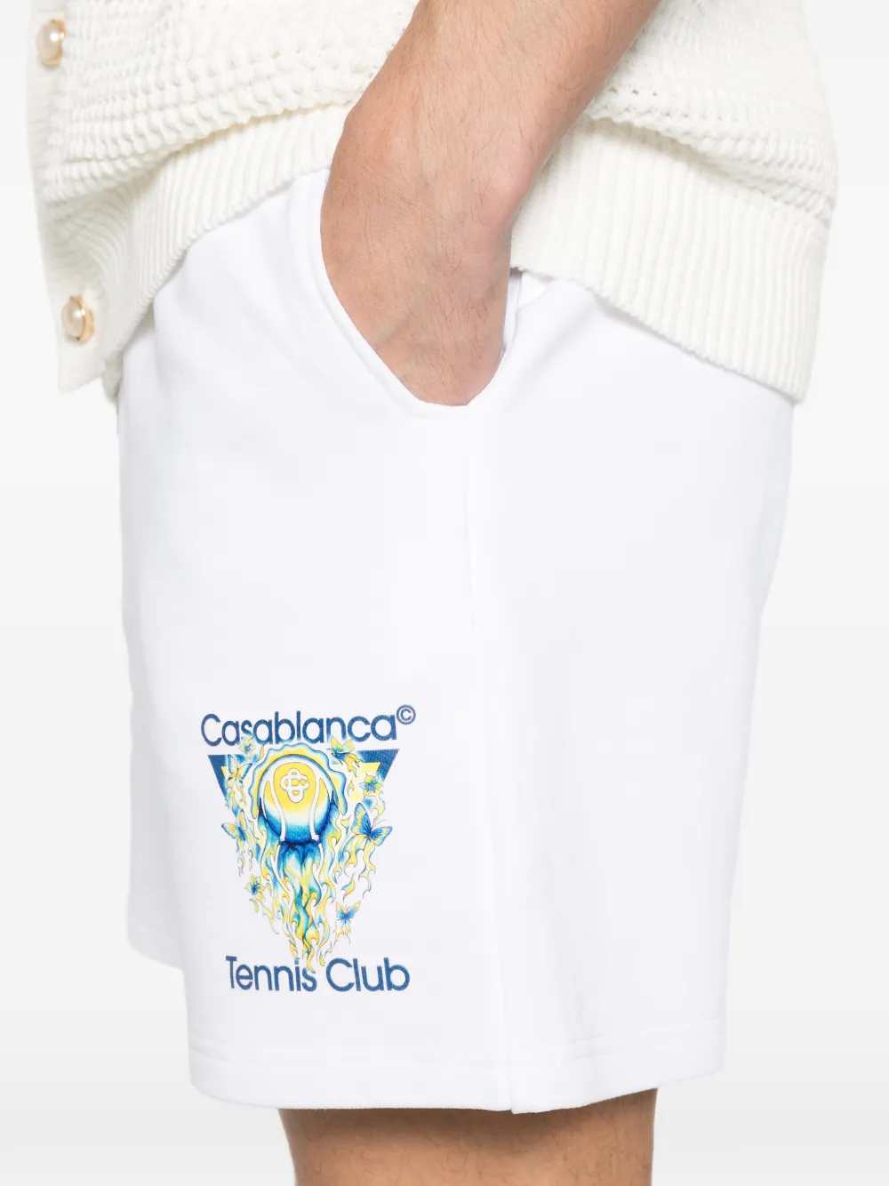 Casablanca Men Men`S White Cotton Loopback Shorts CASABLANCA