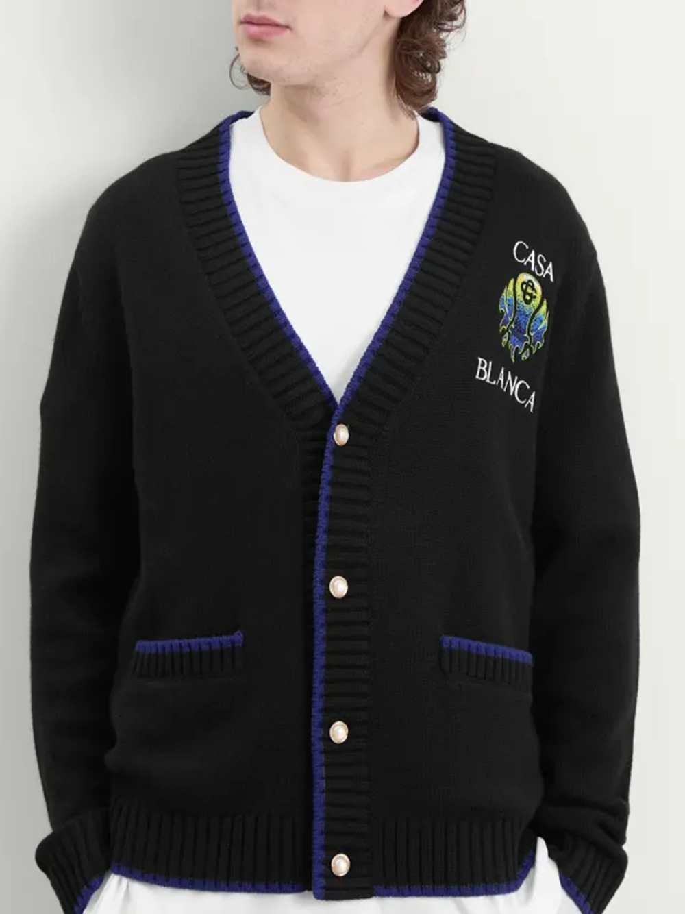 Casablanca Men Flaming Tennis Ball Cardigan - Black CASABLANCA