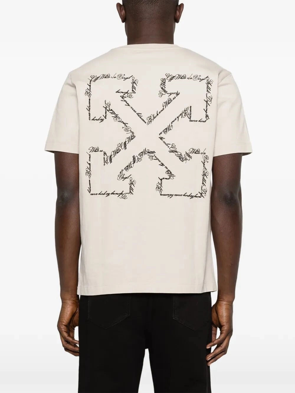 Off White Men `Script Arrow` Short Sleeve Slim T-Shirt